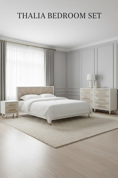 Thaliya Handmade Carved Solid Wood Bedroom Set Bedroom Set - Bone Inlay Furnitures