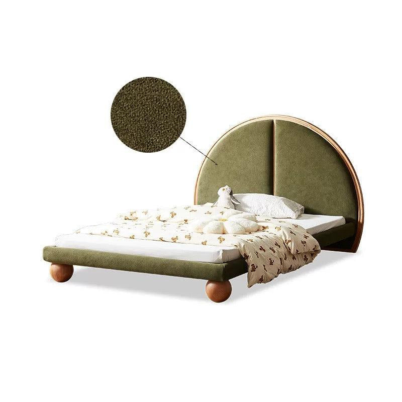 Solstice Arched Bed with  Bespoke Upholstery Headboard & Solid Sphere Legs