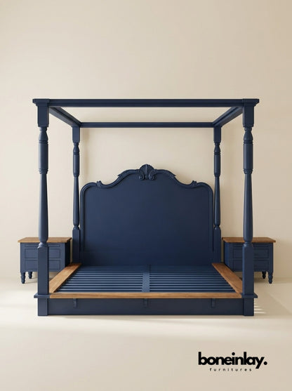 two tone canopy bed