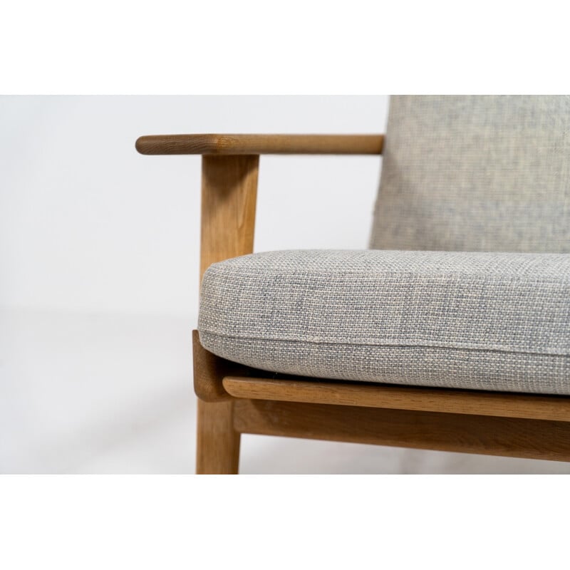 Upholstered Lounge Armchair | Vintage Armchair in Oak by Hans J. Wegner Chair - Bone Inlay Furnitures