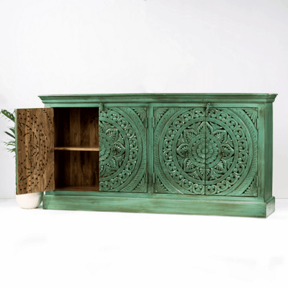 turquoise green teal hue sideboard 