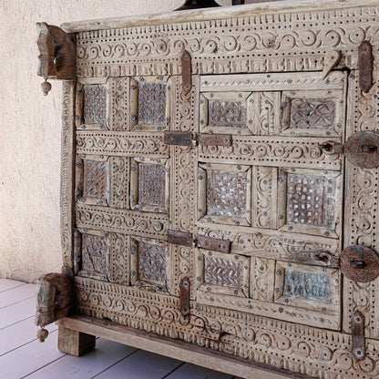 Vintage Indian Solid Wooden Sideboard Damchiya Buffet & Sideboard - Bone Inlay Furnitures