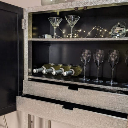 White Metal Embossed Bar Cabinet with Two Door Bar Cabine