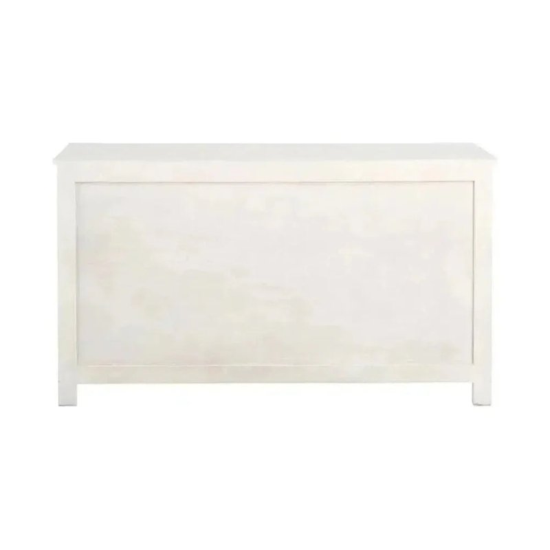 White Solid Wood Buffet Table | Four Door Hand - Carved Sideboard Buffet & Sideboard - Bone Inlay Furnitures