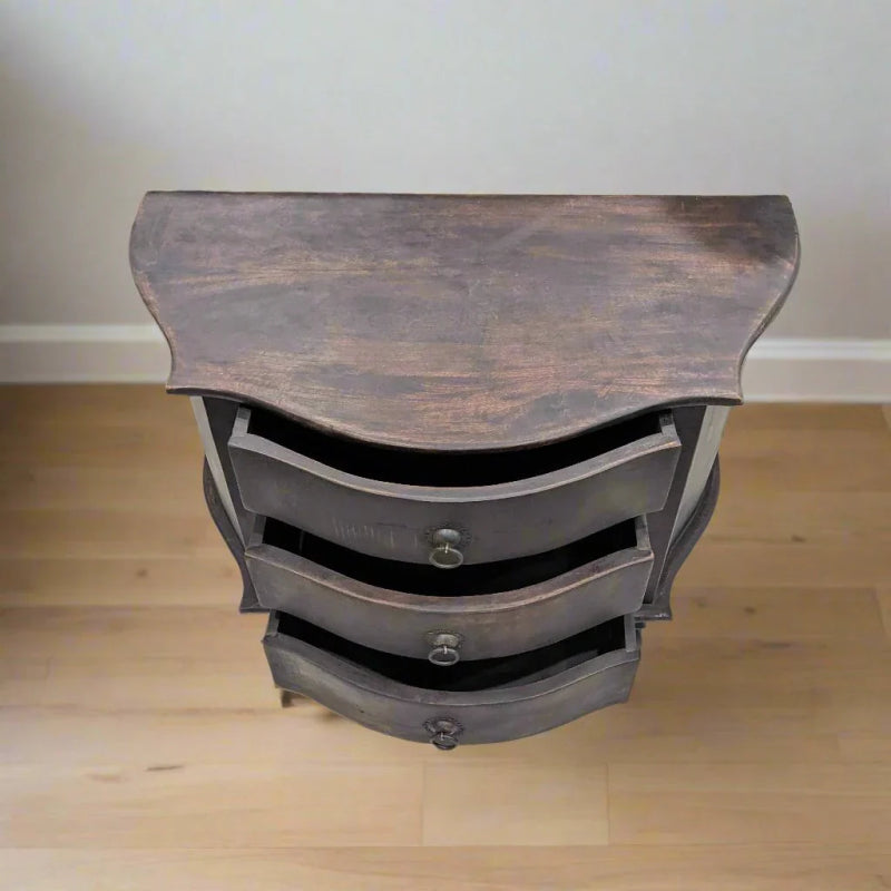 Wooden Designer Side Table With Three Drawers bedside table - Bone Inlay Furnitures