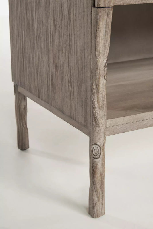 Wooden Hand Carved Natural Color Ornithology Bedside Nightstand Nightstand - Bone Inlay Furnitures