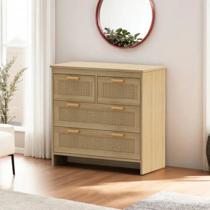 Wooden Handmade Cane Designer Four Drawer Dresser chest of drawers - Bone Inlay Furnitures