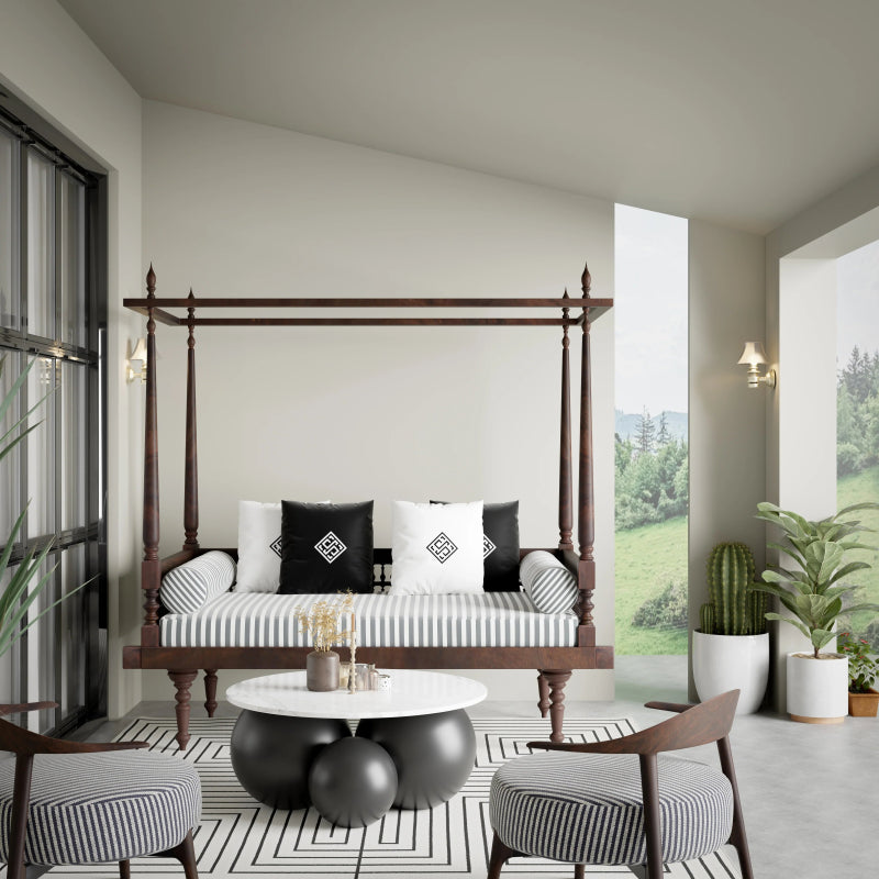 Wooden Handmade Canopy Day Bed Daybed - Bone Inlay Furnitures