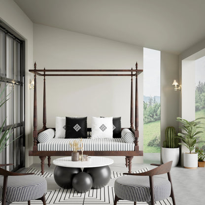 Wooden Handmade Canopy Day Bed Daybed - Bone Inlay Furnitures