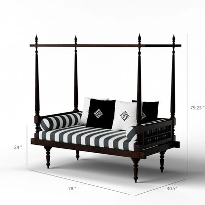 Wooden Handmade Canopy Day Bed Daybed - Bone Inlay Furnitures