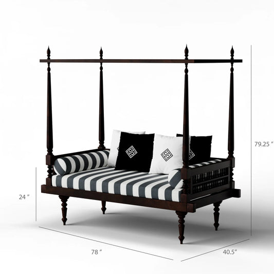 Wooden Handmade Canopy Day Bed Daybed - Bone Inlay Furnitures