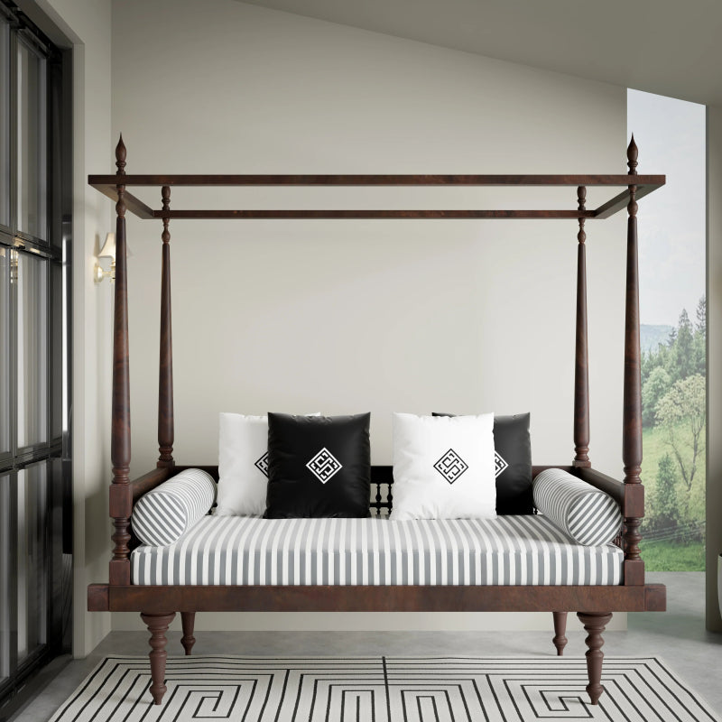Wooden Handmade Canopy Day Bed Daybed - Bone Inlay Furnitures