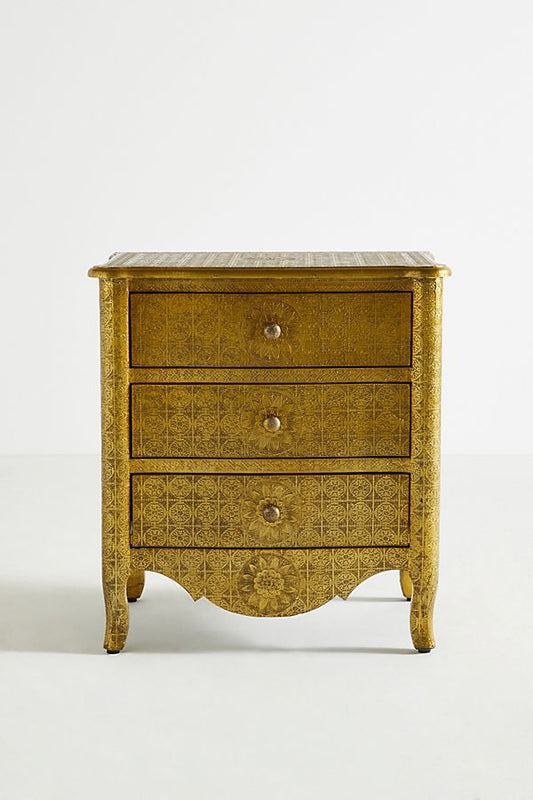 Anthropologie Hand-Embossed Nightstand with 3 Drawers 