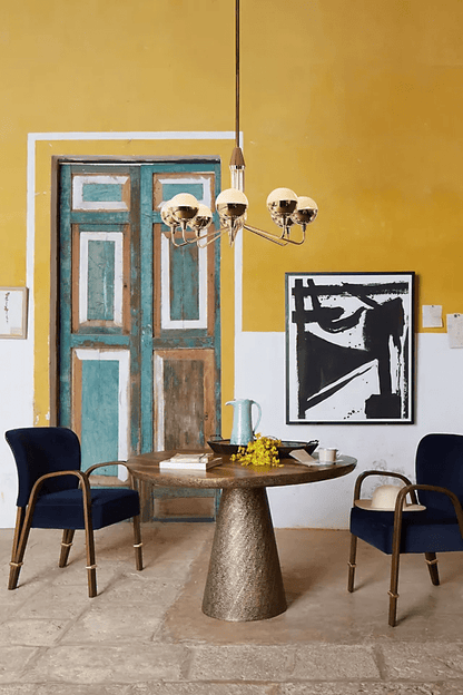 Brass Embossed Floral Dining Table for patio furniture