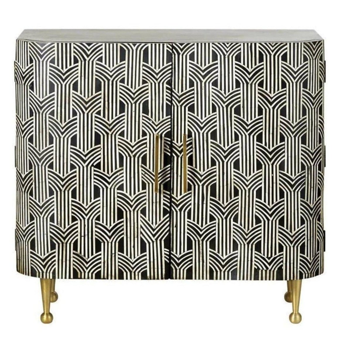 Bone Inlay 2 Doors Vintage Cabinet | Handmade Custom Storage Table Furniture Cabinet - Bone Inlay Furnitures