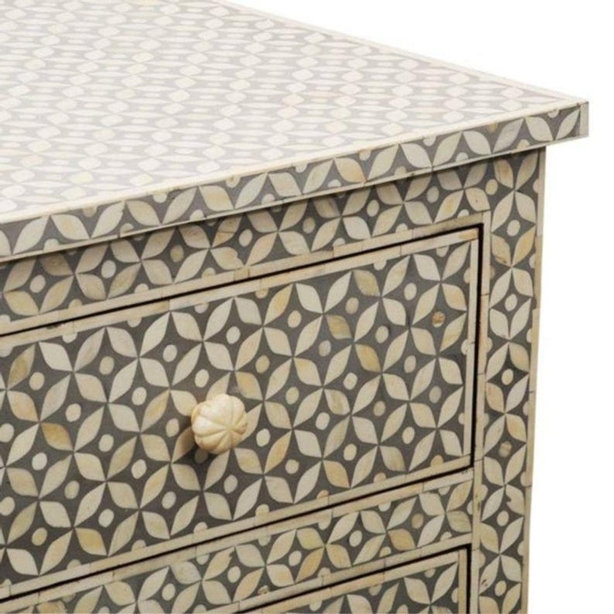Bone Inlay Chest of 4 Drawers in Grey Color | Handmade Dresser chest of drawer - Bone Inlay Furnitures