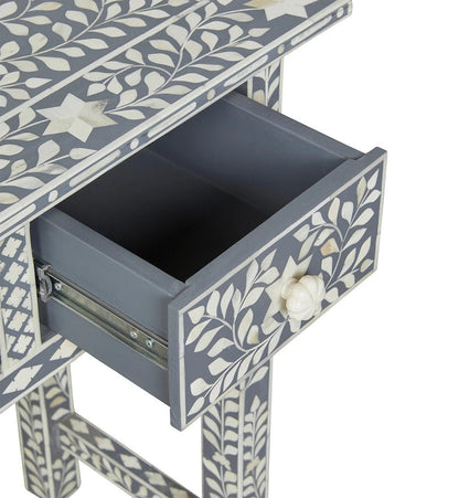 Bone Inlay Floral Design With 3 Storage Drawer in Gray Color | Handmade Console Table console table - Bone Inlay Furnitures