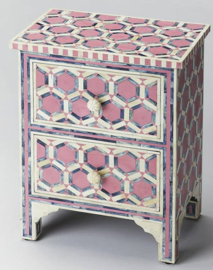 Handmade Wooden Bone Inlay nightstand