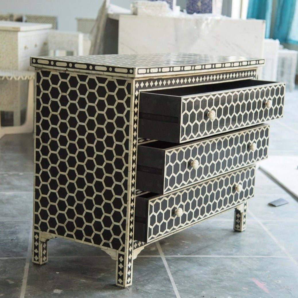 Honeycomb Design Chest Of 3 Drawers