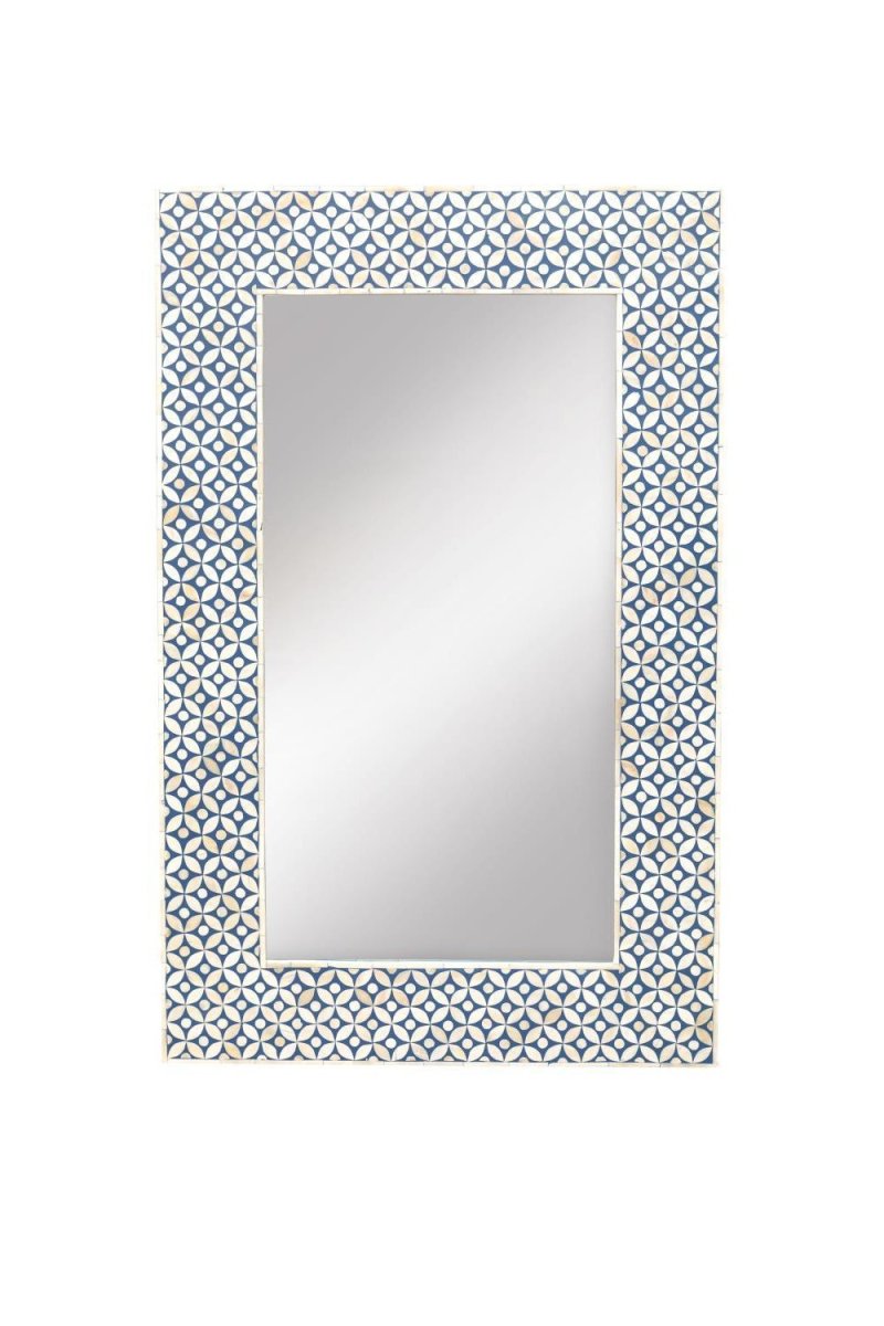 Large Bone Inlay Wall Mirror Frame in Blue