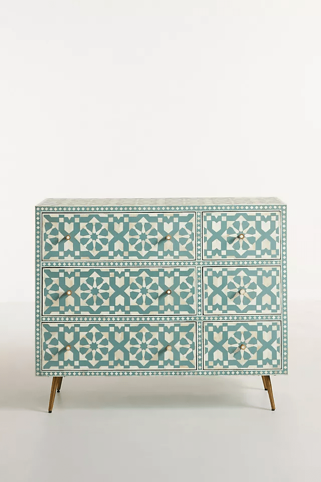 Bone Inlay Moroccan Six-Drawer Dresser