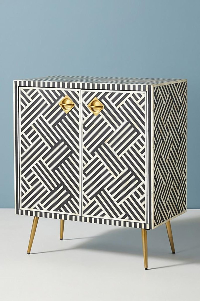 Shop the Stunning Handmade Bone Inlay Cabinet - Black Color