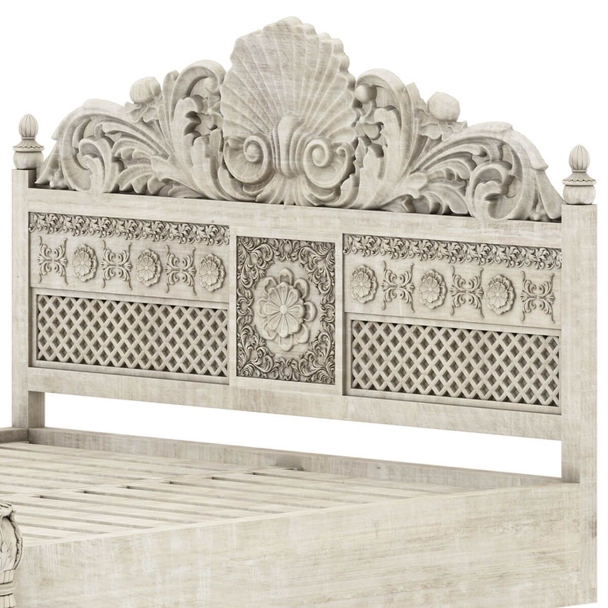 Hand Carved floral motif designs Bed