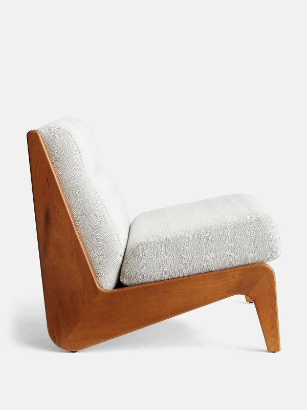 Fletcher Armless Lounge Chair | Vintage-inspired Handmade Wooden Chair Chair - Bone Inlay Furnitures