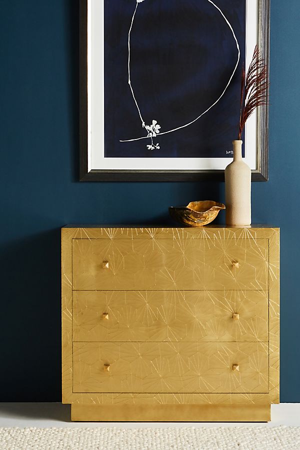 gold metal dresser Lillestrom Black and Gold 6 Drawer Dresser