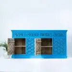 Hand Carved Carolina Sideboard | Handmade Four Door Buffet table in Blue Color Buffet & Sideboard - Bone Inlay Furnitures