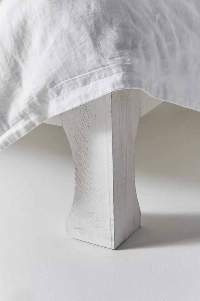 Hand Carved Low Lombok Bed in White Color | Handmade Indian Wooden Bed Design Bed - Bone Inlay Furnitures