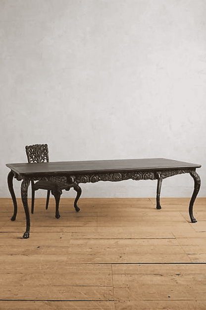 Handmade Handcarved Black Menagerie Dining Table