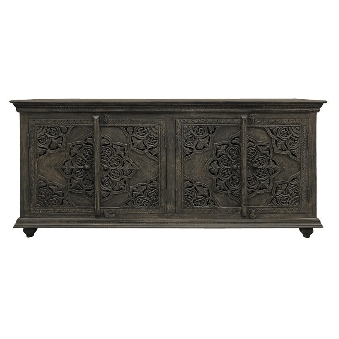 Hand Carved Sideboard in Gray Color | Handmade Indian Antique Furniture Buffet & Sideboard - Bone Inlay Furnitures