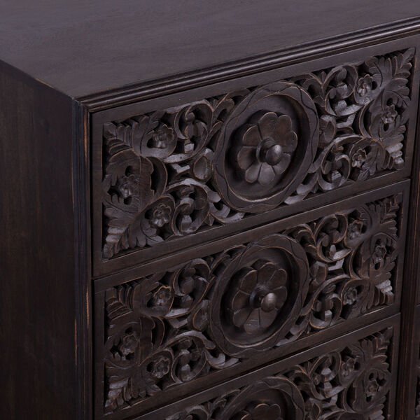 Hand-Carved Solid Wood 6 Drawers Dresser | Indian Wooden Furniture Chest of Drawers - Bone Inlay Furnitures