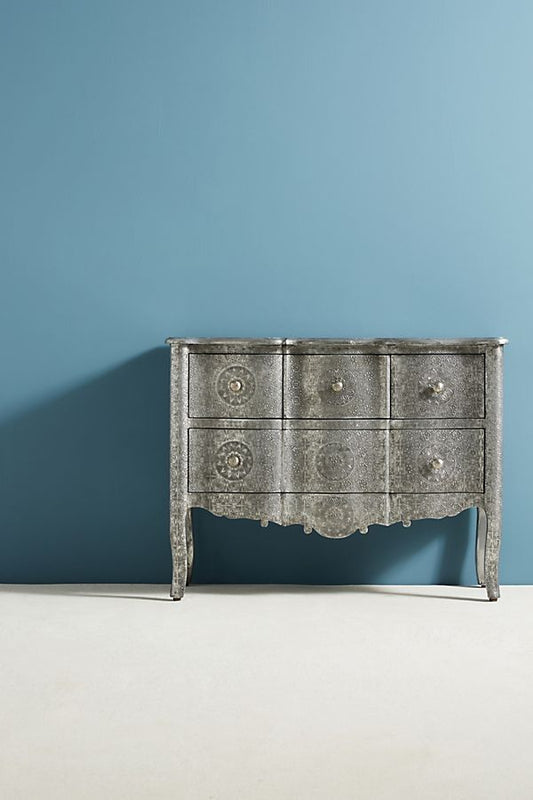 Vintage Embossed Metal Chest of Drawers & Dresser - Timeless Appeal Bone Inlay Furnitures Vintage Embossed Metal Chest of Drawers & Dresser - Timeless Appeal Bone Inlay Furnitures
