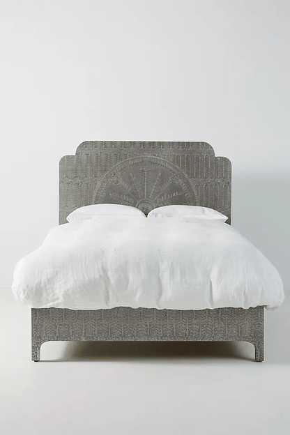  Lotus Bed  in White Metal