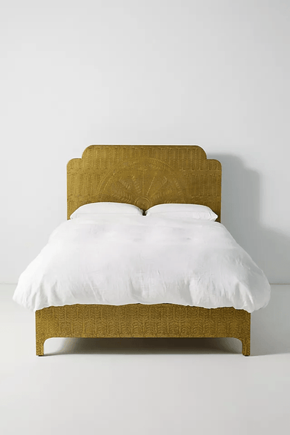 Hand-Embossed Lotus Bed  in Brass Metal