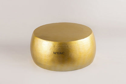 Hand Embossed Hammered Coffee Table | Brass Round Center Table Coffee Table - Bone Inlay Furnitures