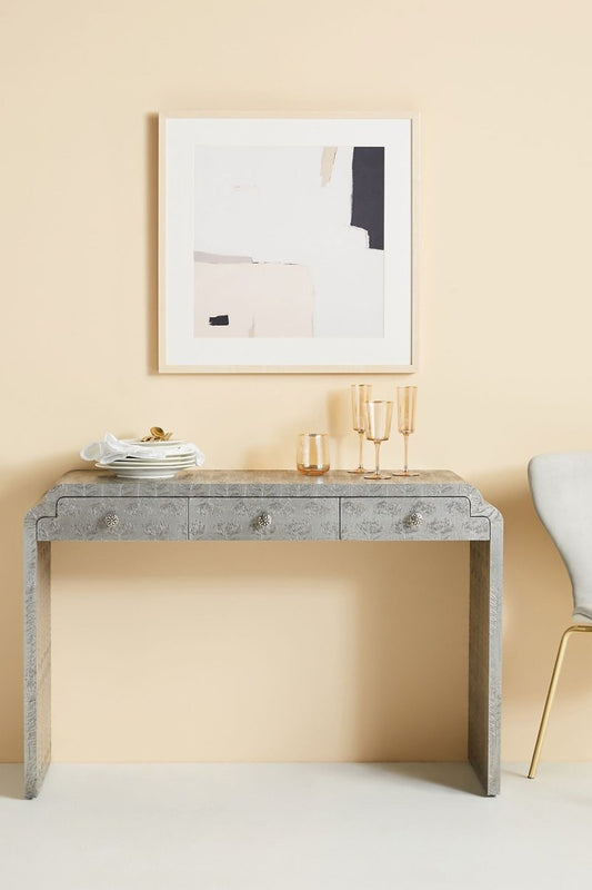 Hand-Embossed Lotus Console Table
