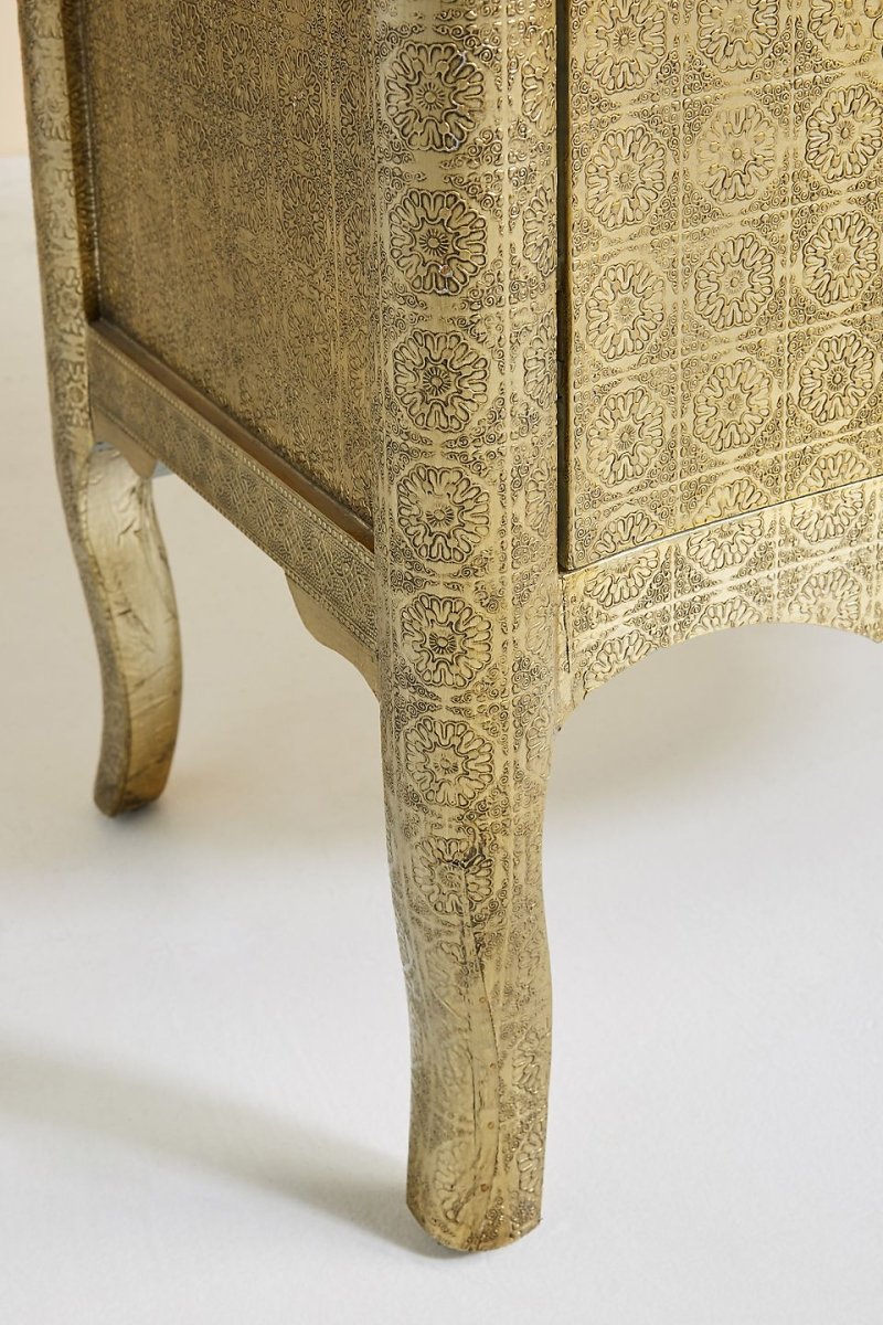 Hand-Embossed Lotus  Cabinet - Close up