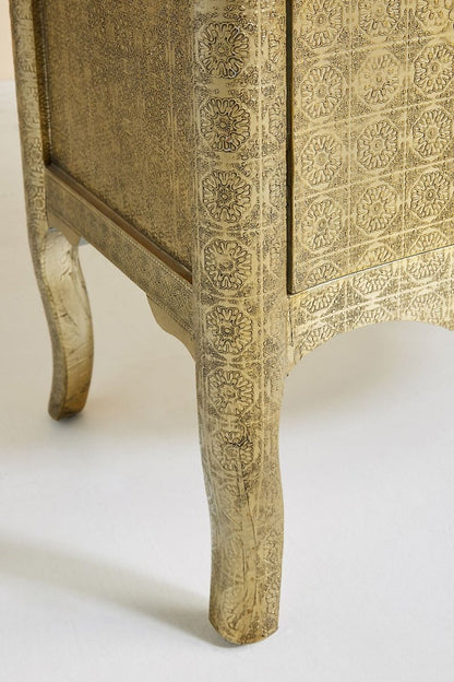 Hand-Embossed Lotus  Cabinet - Close up