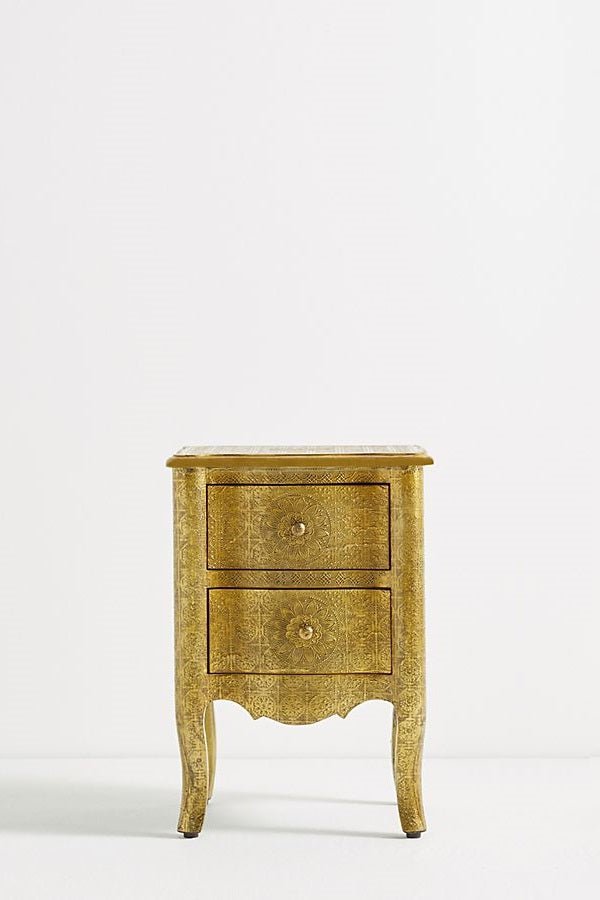 Hand-Embossed Nightstand with 2 Drawers 