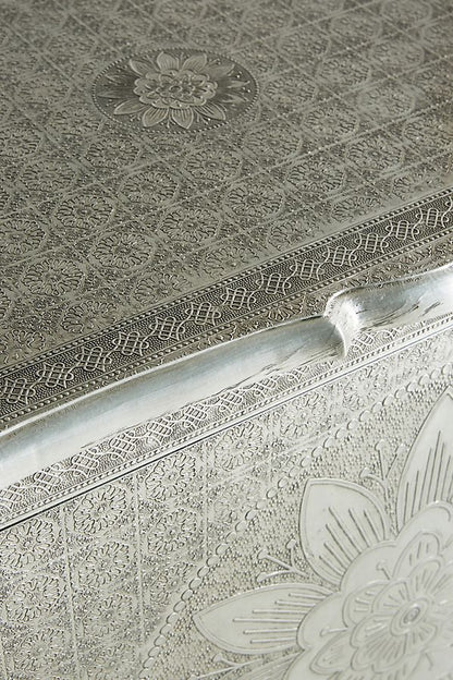 Hand embossed white metal buffet top