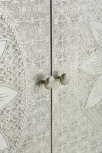 hand embossed white metal buffet front view 