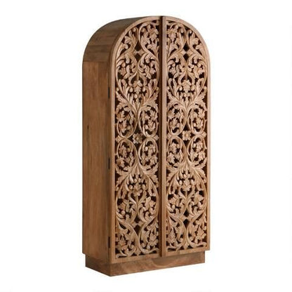 Natural floral hand craved wood Armoire