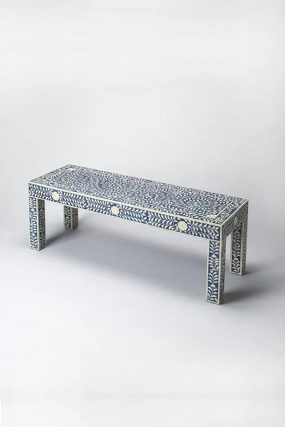 Handmade Bone Inlay Wooden  Antique Bench 