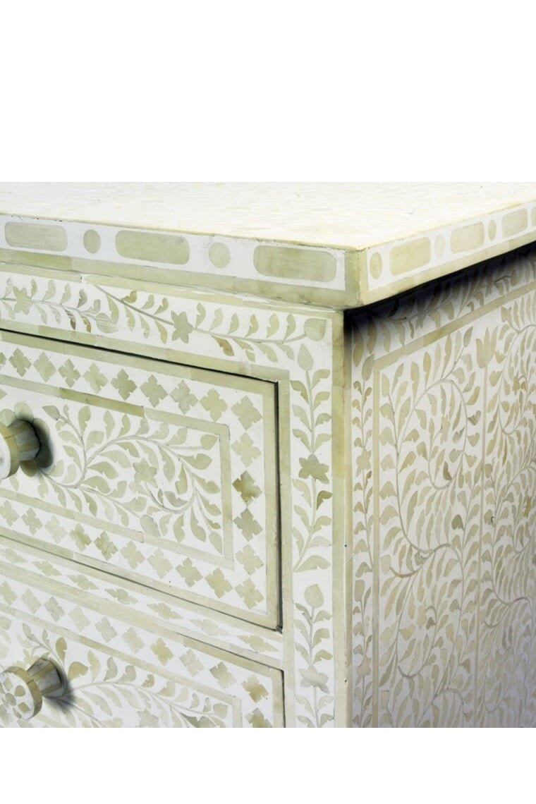 Handmade Bone Inlay Chest of 4 Drawers White Color Chest of Drawers - Bone Inlay Furnitures