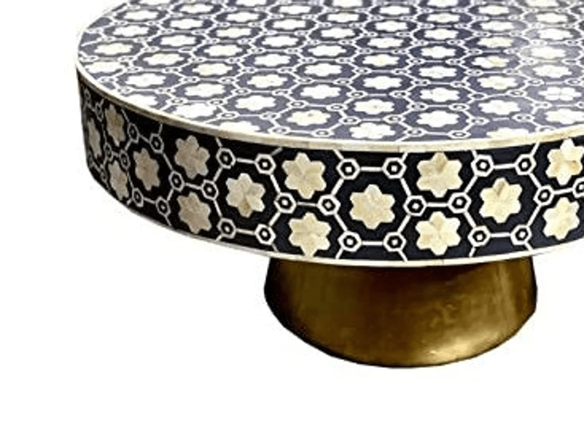 Handmade Bone Inlay Coffee Table | Bone Inlay Round Center Table Center Table - Bone Inlay Furnitures