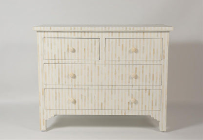 Handmade Bone Inlay Stripe Chest of 4 Drawers | Handmade Dresser Chest of Drawers - Bone Inlay Furnitures