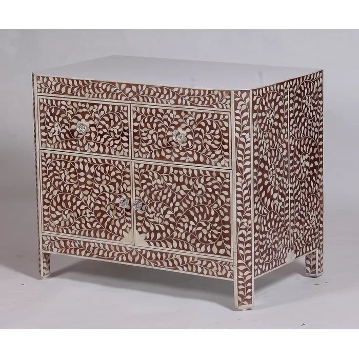 Handmade Bone inlay Wooden Cabinet | Bone Inlay Antique Cabinetry Furniture Cabinet - Bone Inlay Furnitures